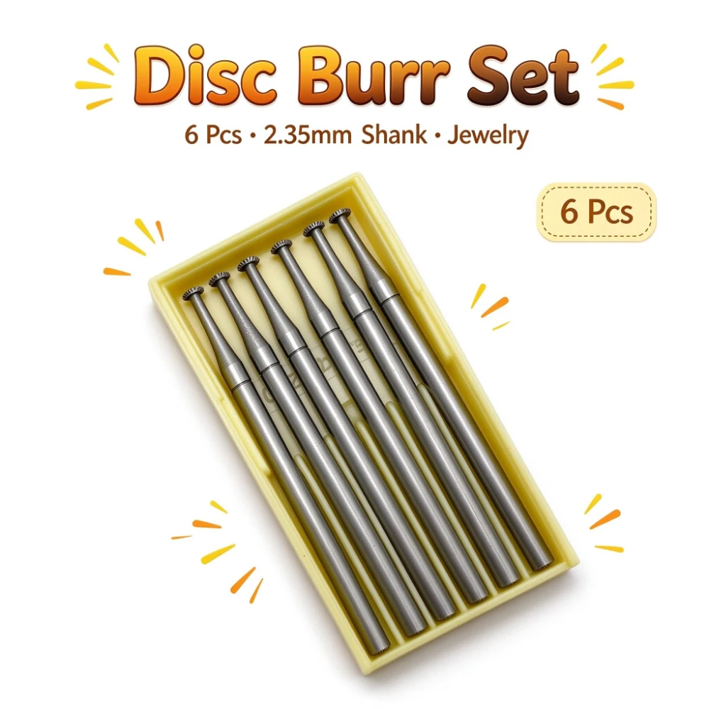 1Box 6Pcs Precision Thin Disc Burr Engraving Bit 2.35mm Shank Micro Setting Milling Cutter Trimming Burr Jewelry DIY Needle Gift