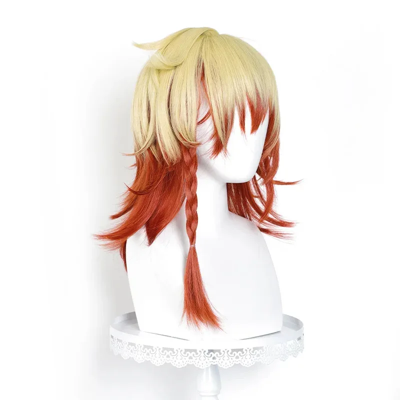 Gioco Honkai Star Rail Mydei Parrucca Cosplay Capelli gialli Treccia rossa Festa di Halloween per donne Uomini Ragazze Giochi di ruolo Puntelli Carnevale