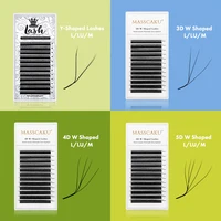 Extensiones de pestañas MASSCAKU L/LU/M Curl en forma de W, ventiladores de volumen prefabricados YY 3D 4D 5D, pestañas individuales, suministros de maquillaje profesional