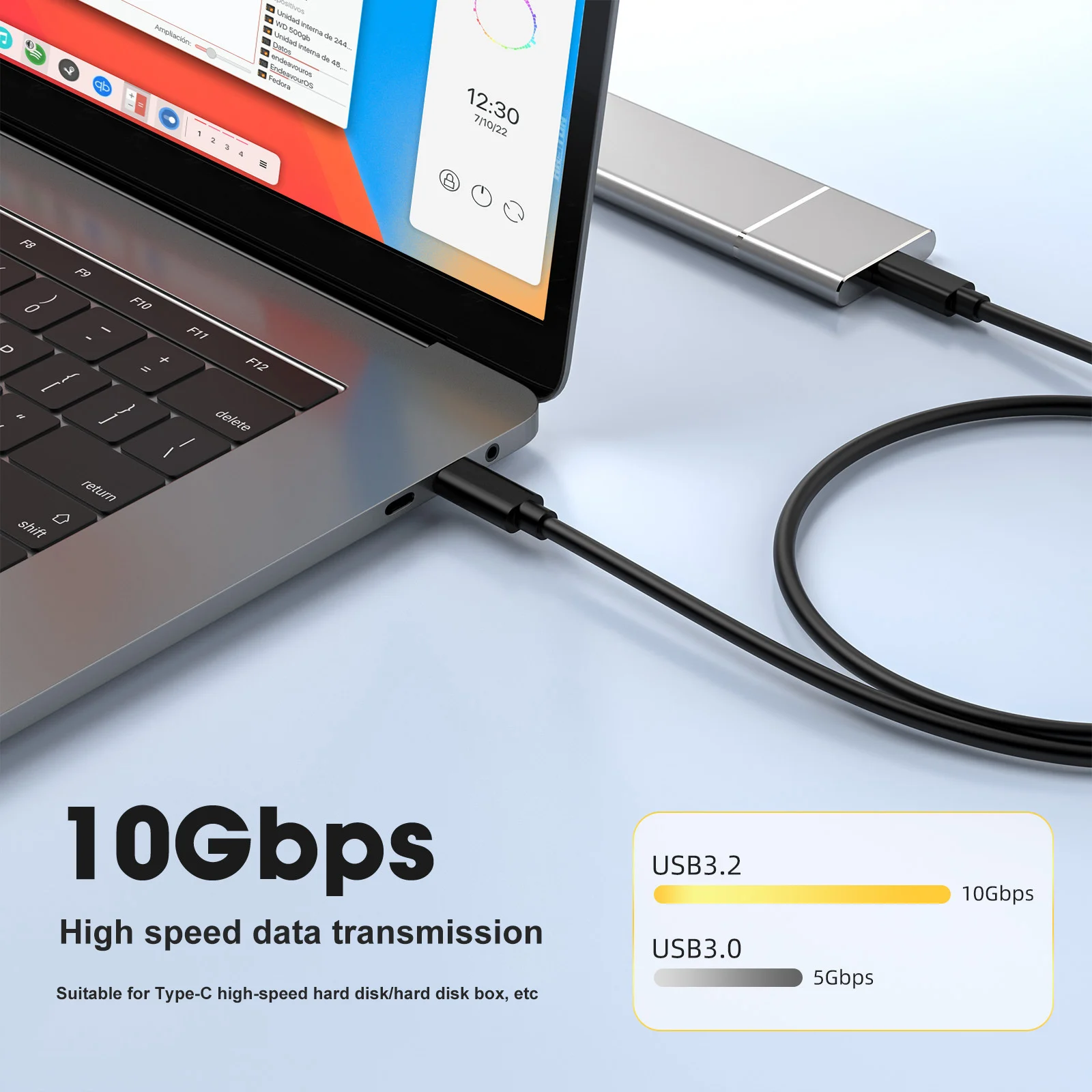 USB 3.2 Gen 2 10Gbps نوع C إلى C كابل 60 واط كابل شحن سريع آيفون 15 آي باد ماك بوك سامسونج Xiaomi USB C سلك شاحن البيانات