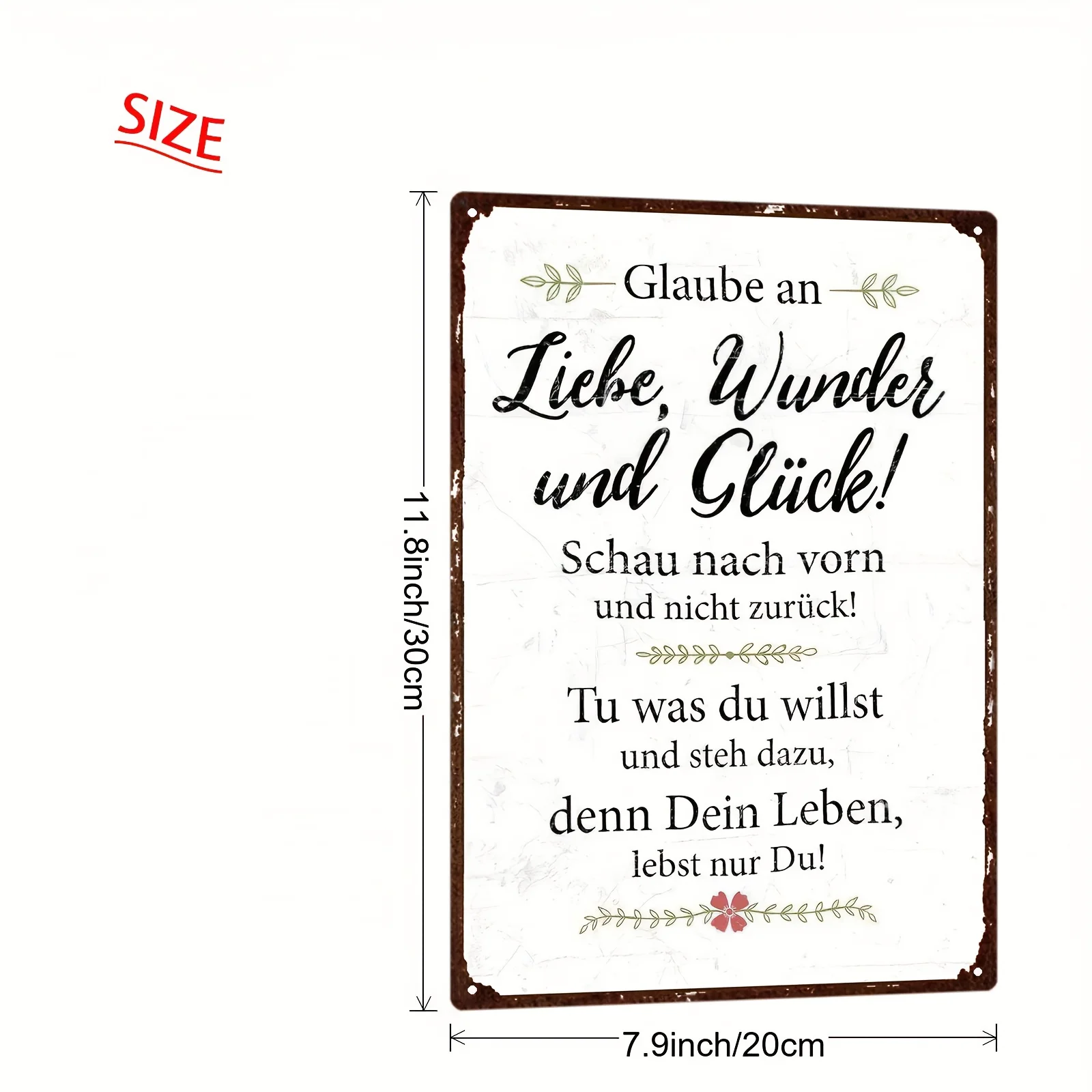 2D Flat - This Is a 2D Flat German Lucky Metal Wall Decoration Featuring The Phrases 