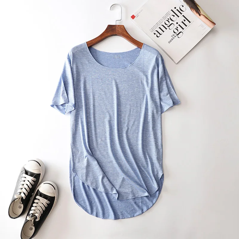 Lose Damen ort Sve T-Shirt Sommer Übergröße Schlankheits Vielseitig f Sve Farbe Baumwolle Modal rund Ne Pendeln Sle