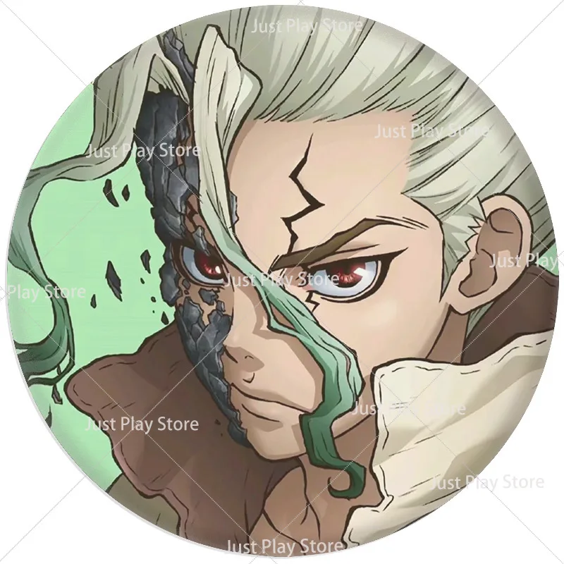 Anime Dr Stone Senku Ishigami Cartoon Badges Button Round Pin Brooch Badge Bag Decoration Figure Fans Collect Friends Xmas Gifts