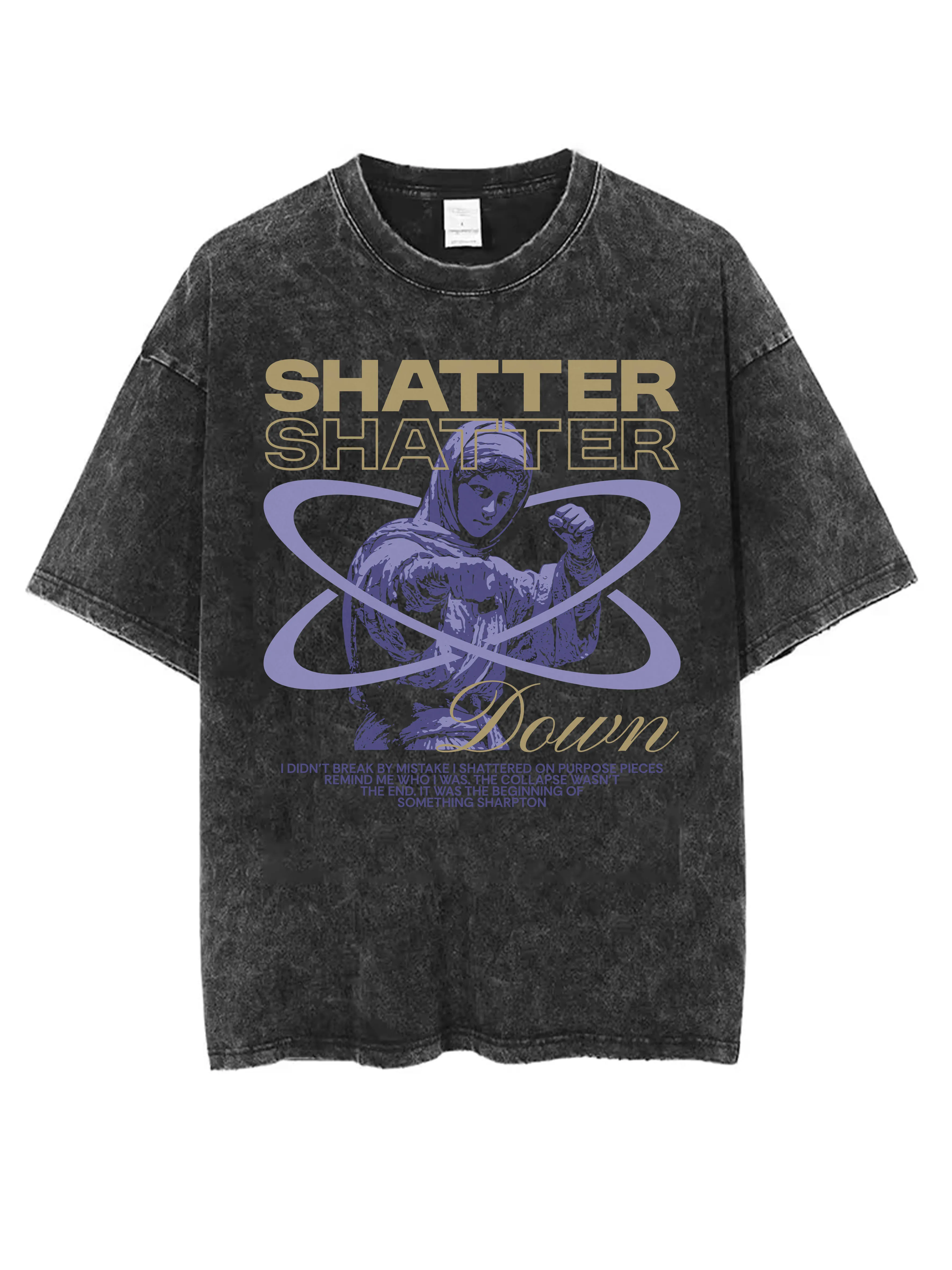 

SHATTER Men’s Women’s Black Washed T-Shirt Loose Fit Comfortable Ideal for Winter Christmas