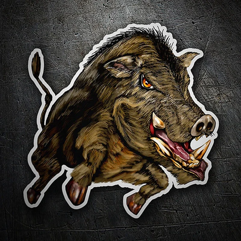 Car Sticker  Various Sizes PVC Decal Fierce Wild Boar Waterproof on Bumper Rear Window Laptop Refrigerator Toilet  13cm *13cm