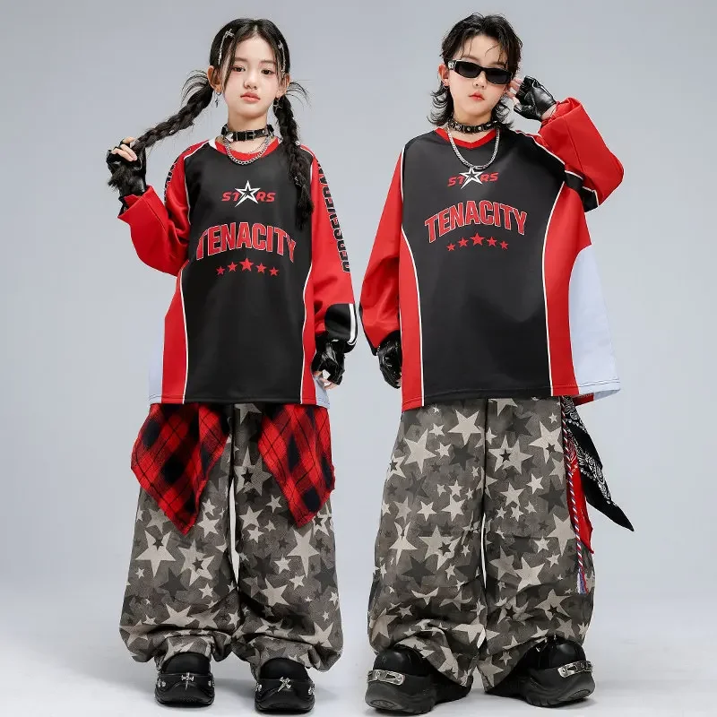 

Boys Hip Hop Cool Sweatshirt Baggy Pants Girls Fashion Jazz Street Dance Costume Group Stage Show Clothes Set K-pop Streetwear