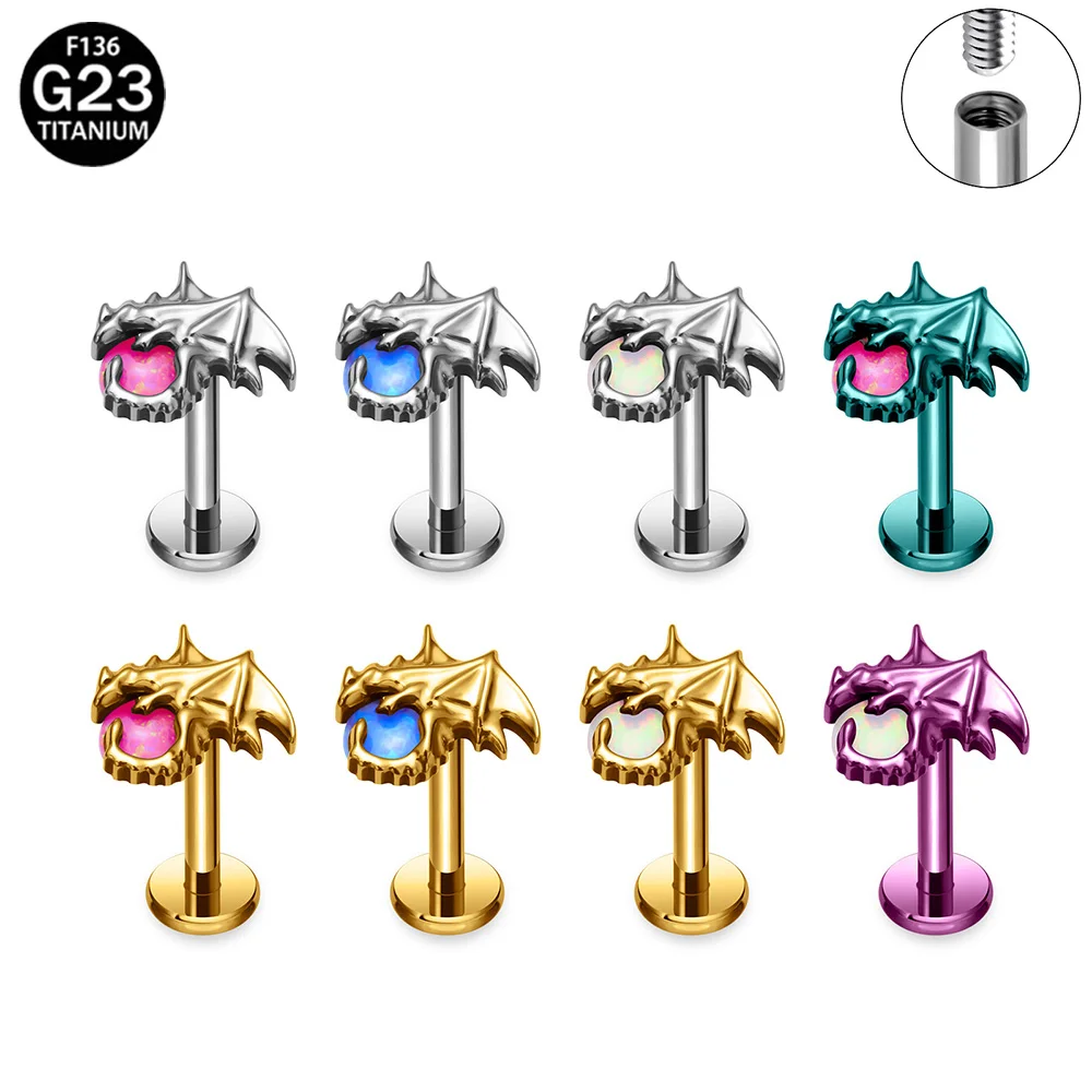 

ASTMF136 Titanium Dragon shape Cartilage Earring Helix Tragus Stud Flatback Labret Nose Stud Piercing Jewelry sexy accessories