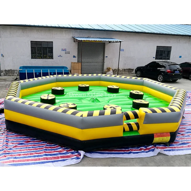 Adult Toxic Meltdown Eliminator Wipe Out Mechanical Inflatable Total Wipeout Sweeper Spinning Jump Game Meltdown Zone for Party