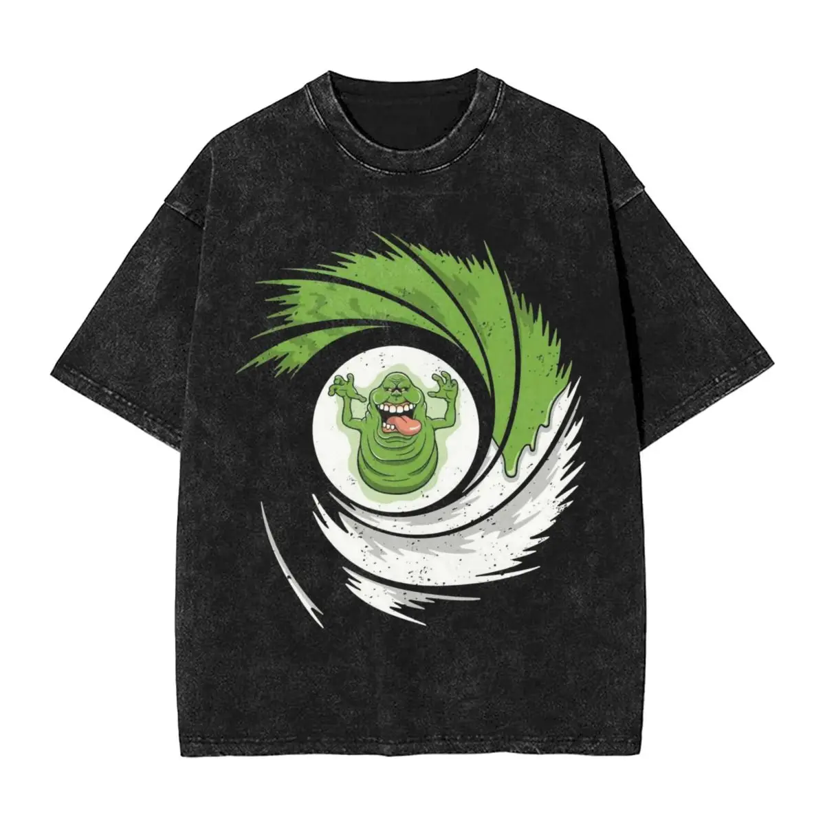 

The Real Ghostbusters woman Men Cotton Washed Hot stamping Print T-Shirt, Harajuku Cotton Tshirt Men's Summer Short Sleeve Tees