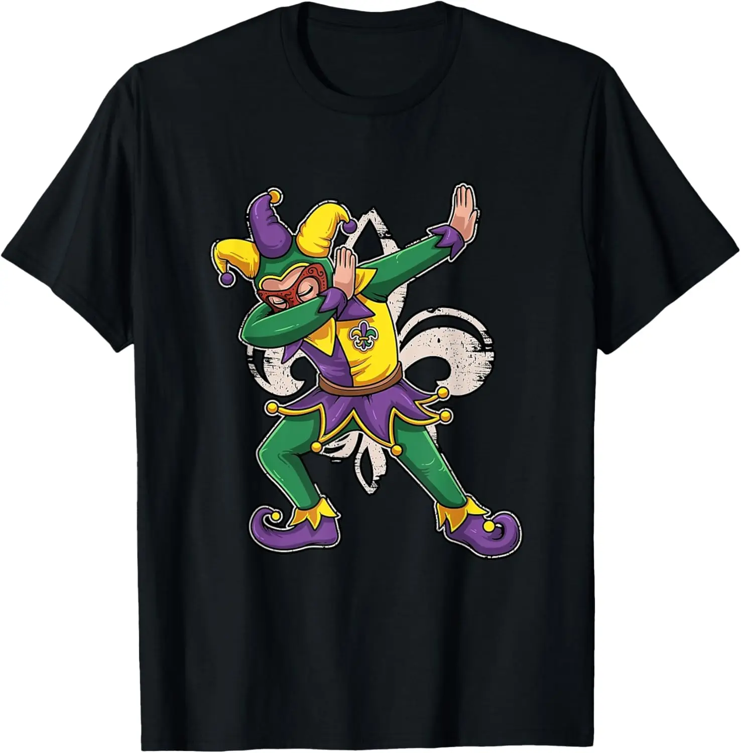 

Dabbing Jester Mardi Gras Costume Jester Funny Clown Graphic T-Shirt Men's Breathable Cotton Tee