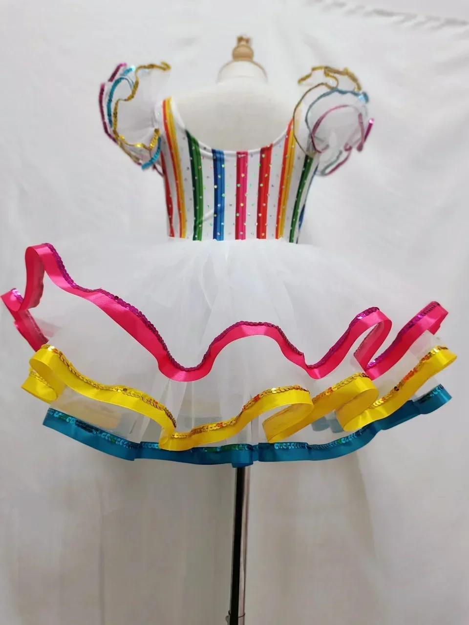 Robe tutu de danse moderne à paillettes pour enfants, robes de danse jazz pour filles, vêtements de scène de Rh, robe de princesse de mariage, vêtements de salle de Rh