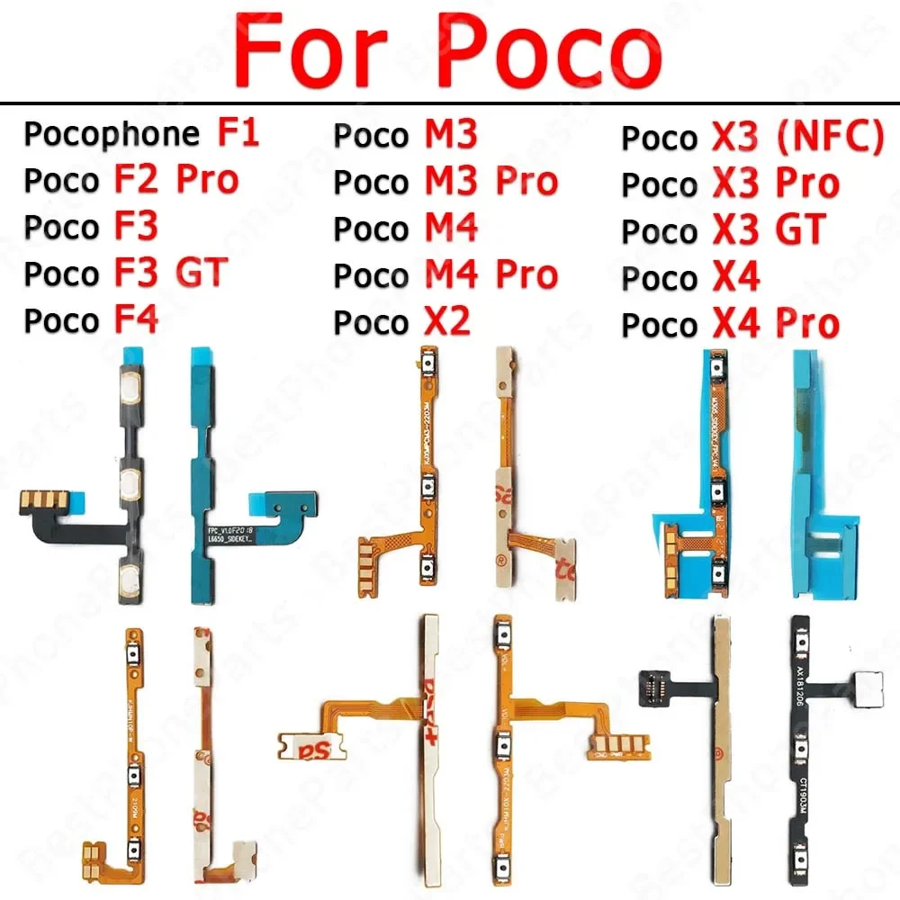 For Xiaomi Pocophone F1 Poco F2 Pro F3 GT F4 M3 M4 X2 X3 X4 Switch Power On Off Volume Parts Side Button Mute Key Flex Cable