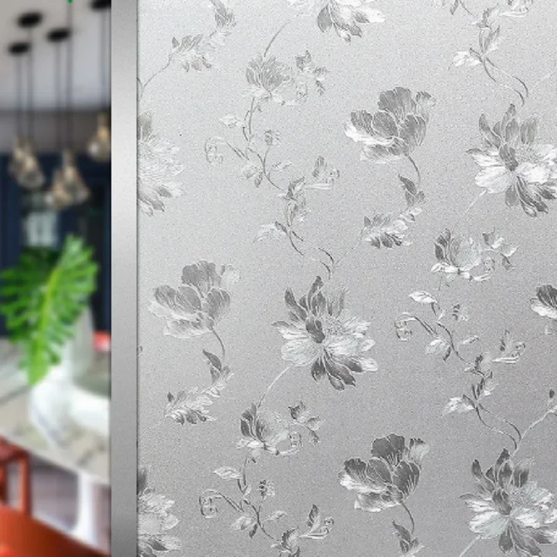 3D Flower Privacy Window Film, Frosted Static Cling Window Film, Not-Adhesive, Anti UV, for Home, Bathroom, Office