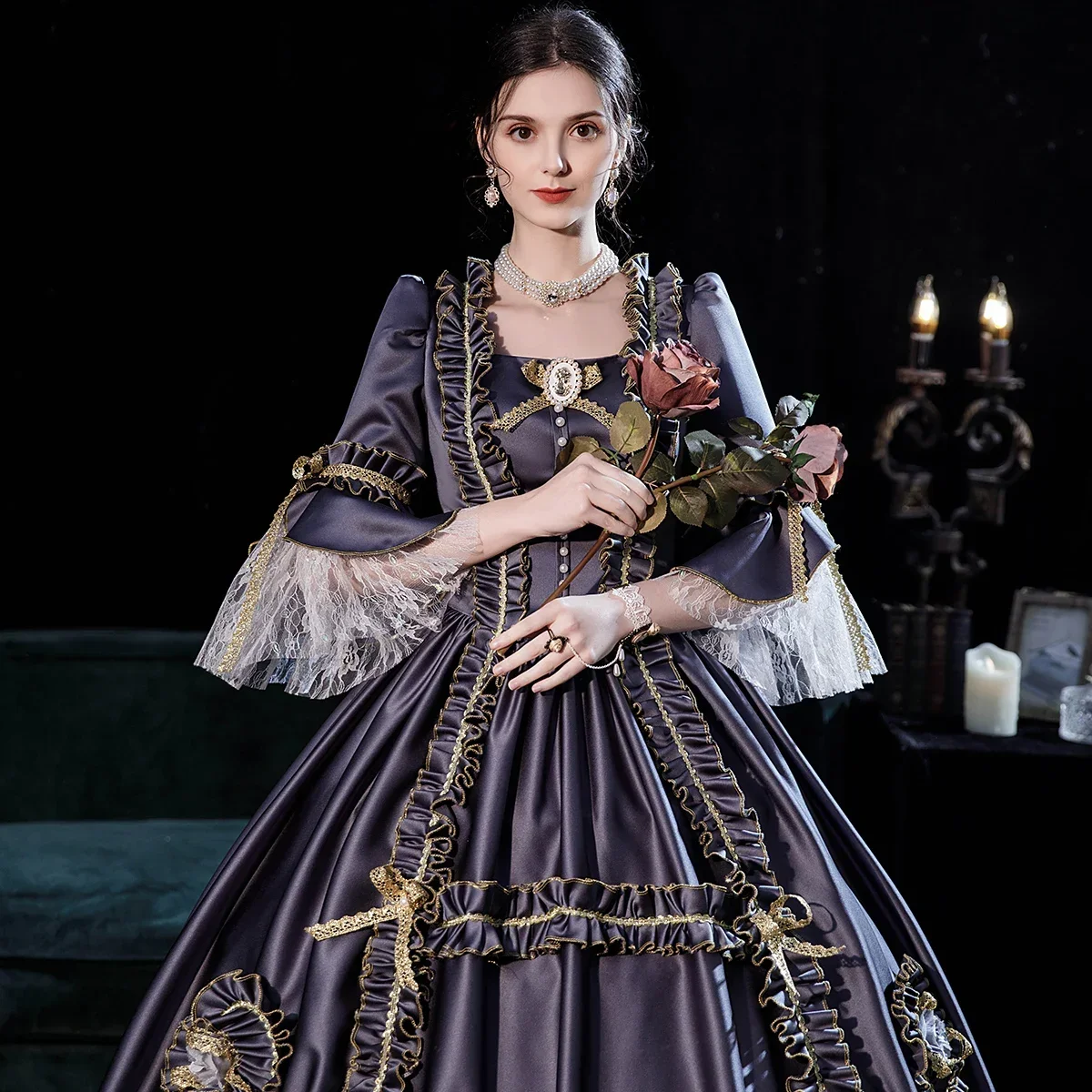 European Medieval Victoria Queen Princess Wedding Party Formal Dress Halloween Women Carnival Court Noble Palace Cosplay Costume