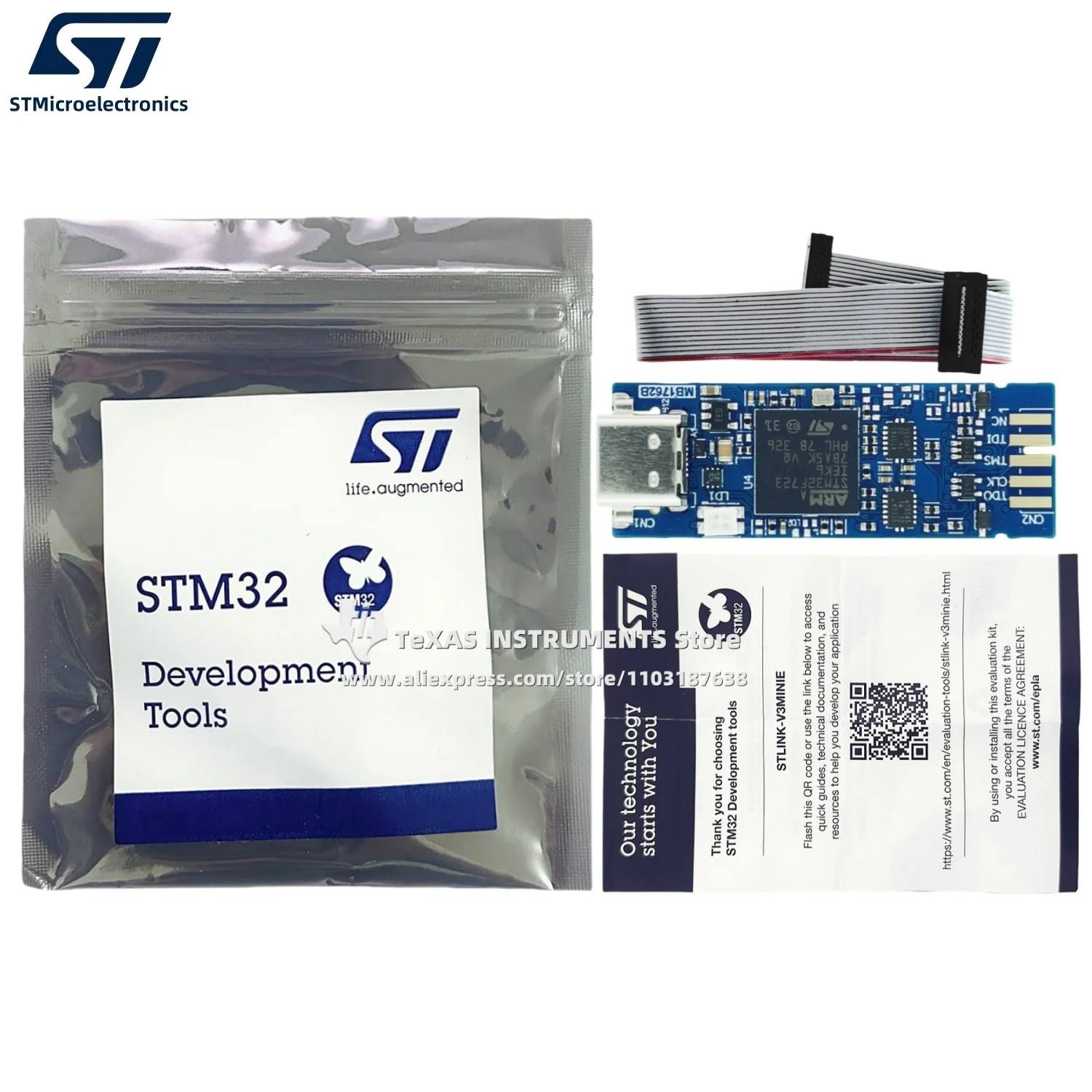 【TI Resmi】 STLINK-V3MINIE STLINK-V3MINIE Adaptor STM32 Compact Online Debugger dan Programmer Stok Asli