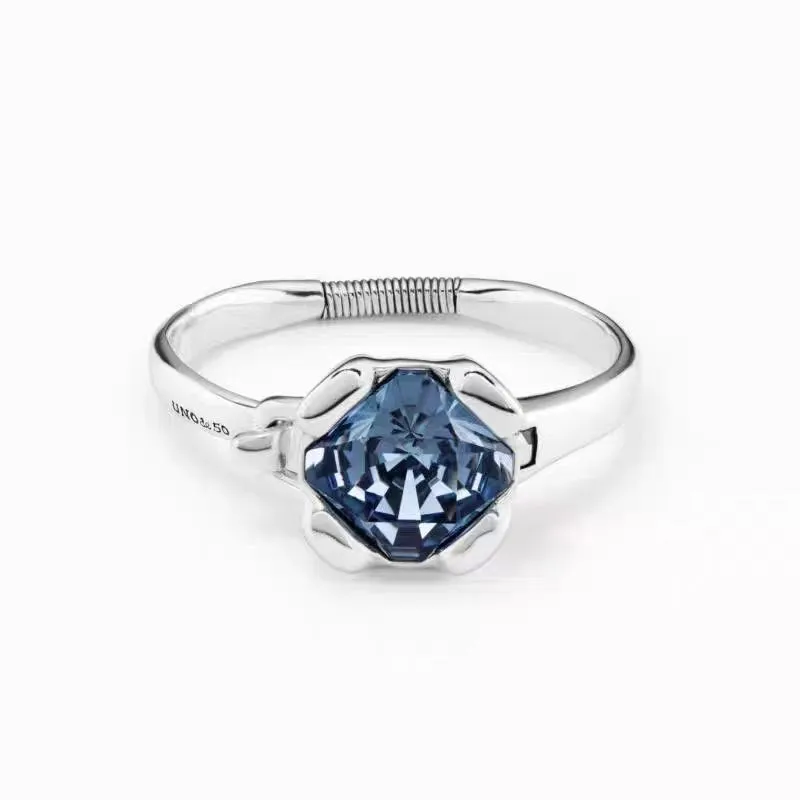 Hete Verkoop Europese En Amerikaanse Hoge Kwaliteit S925 Vergulde Zilver Blauw Kristal Gladde Armband Sieraden Vakantie Cadeau