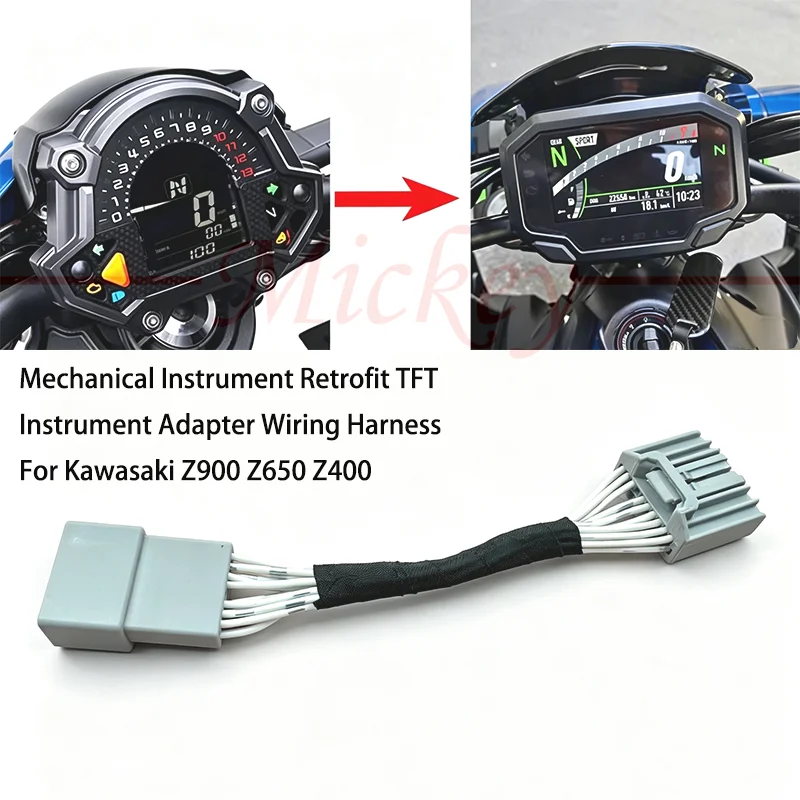 Для Kawasaki Z900 Z650 Z400 2017 2018 2019: Механический приборный щиток, модернизация TFT-приборной панели, адаптер, жгут проводов.