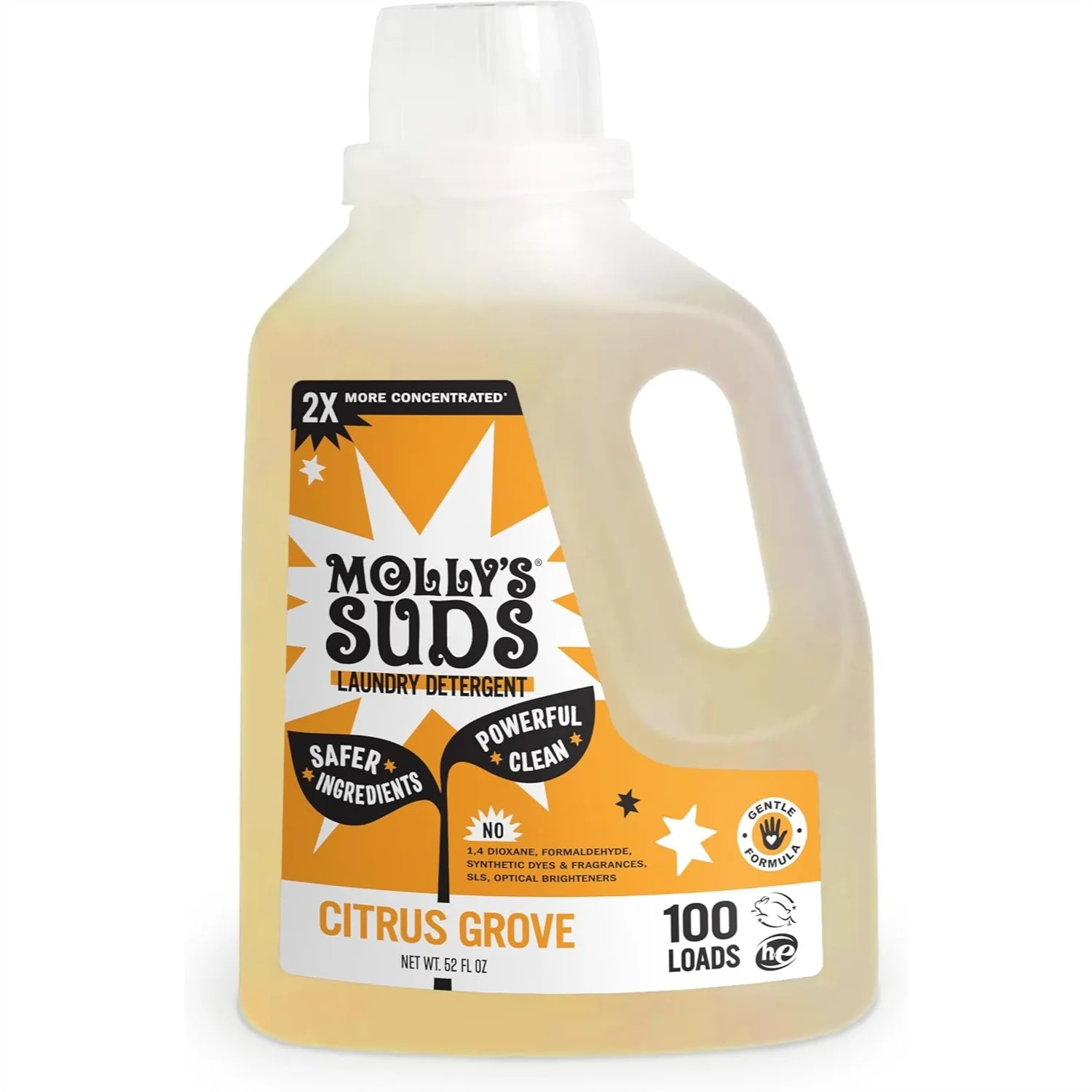

Liquid Laundry Detergent for Sensitive Skin, 2x Concentrated HE, Citrus Grove 100 Loads