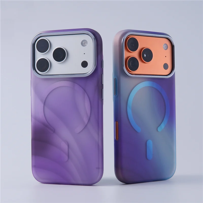Gradient Shadow Art for Magsafe Case for iPhone 17Pro 16 17 17Pro Max Translucent Matte Magnetic Wireless Charging Phone Cover