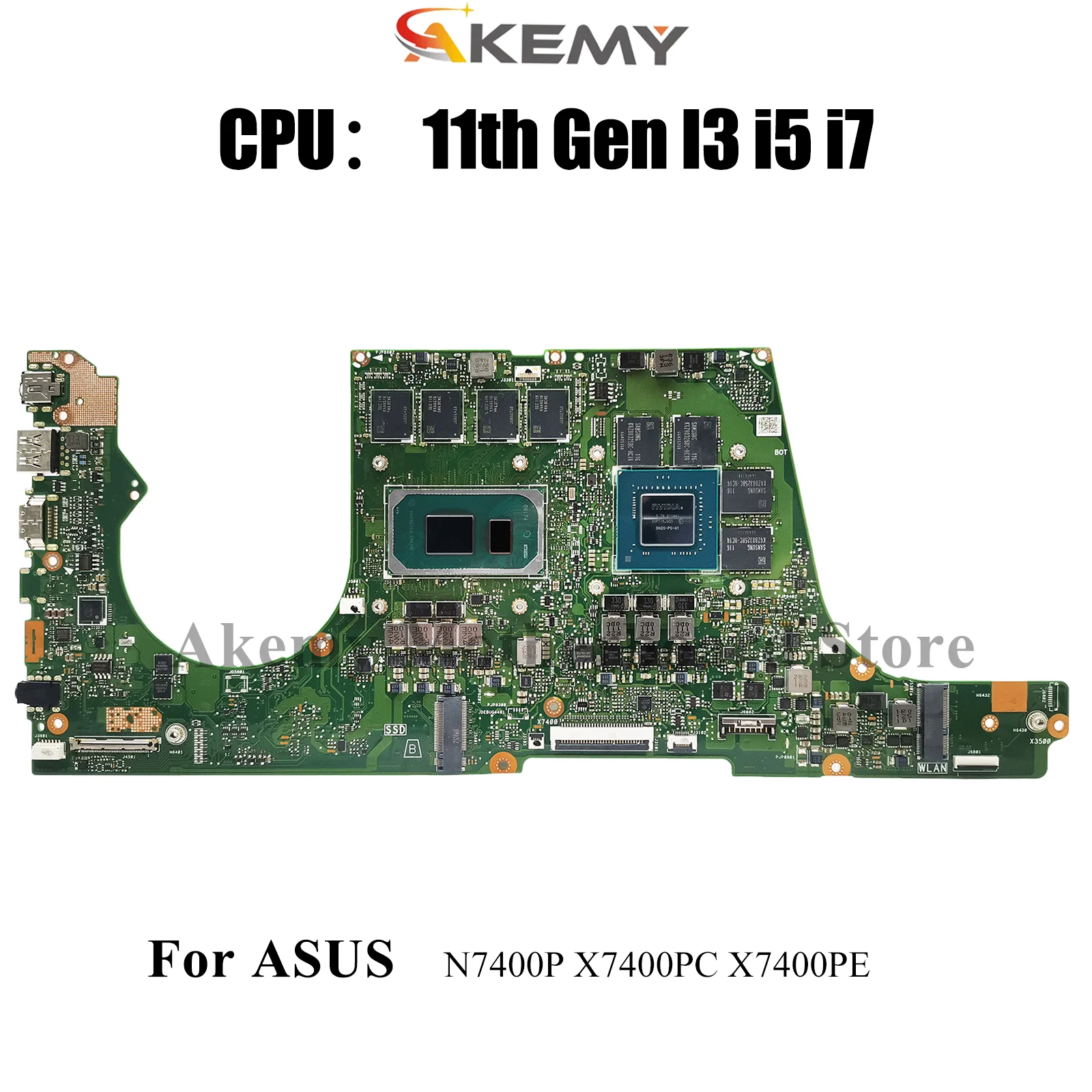 X7400PC Laptop Motherboard For ASUS K3400P V3500P N7400P X7400PE X7400PC K3500P V3400P X7400P Mainboard With  11th Gen I3 i5 i7