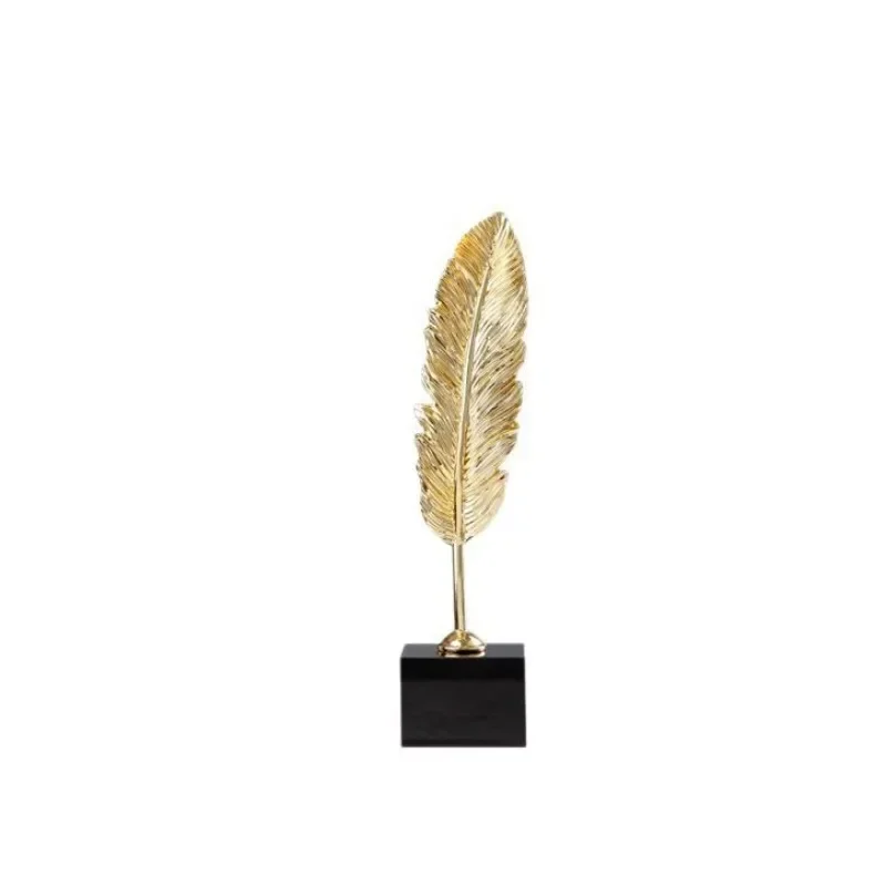 Alloy light luxury crystal feather decorative ornaments, home living room metal decorations crafts