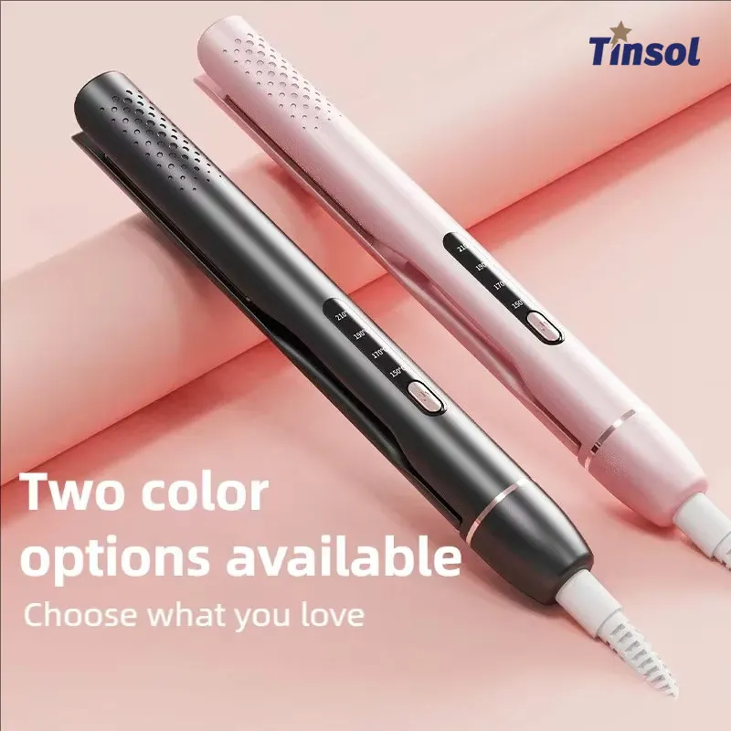 TINSOL 2 في 1 مكواة تجعيد الشعر، مشبك تمليس احترافي، تسخين سريع مع أداة تصفيف شاشة LCD