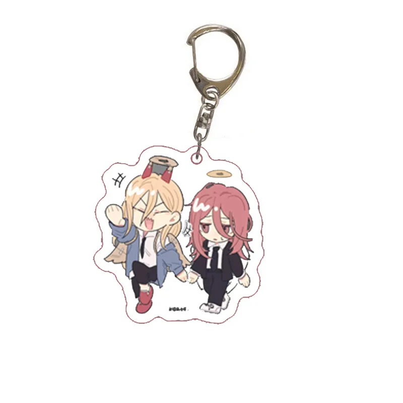 NEW Anime Keychain Cosplay Cute Denji Pochita Makima Power Beam Angel Acrylic Key Chain Pendant Keyring