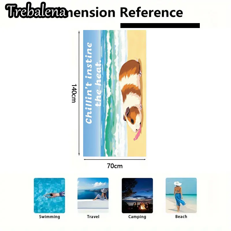 منشفة شاطئ فائقة النعومة مقاس 30 × 60 بوصة مع منشفة شاطئ خنزير غينيا الصيف متعة المحيط المشاعر