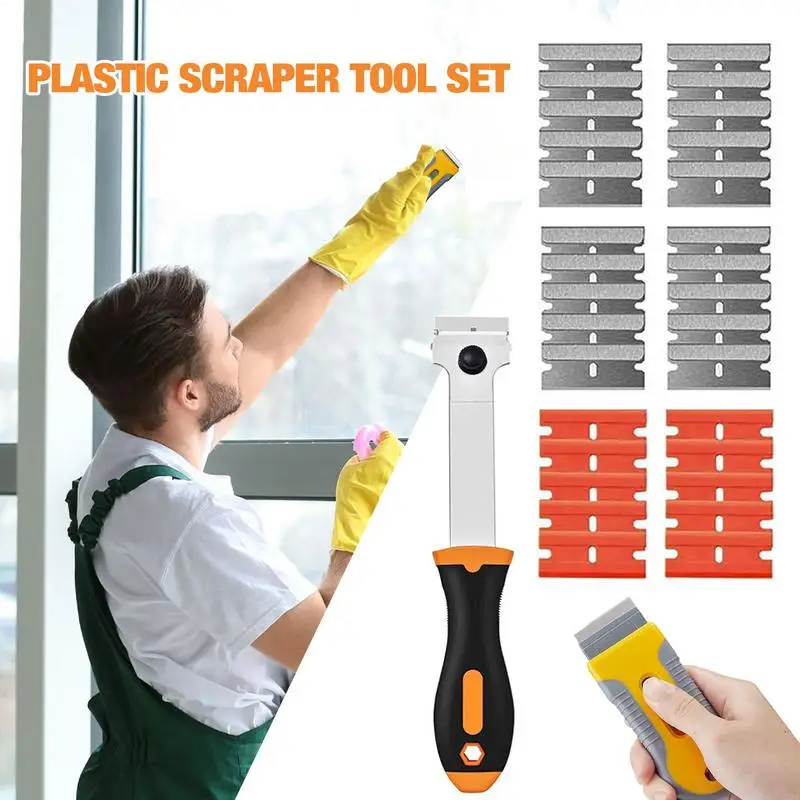 Glue Scraper Tool 32X Telescopic Glue Removal Scraper Hand Tool Ergonomic Grip Metal And Glass Cleaning Scraper Pocket Size For