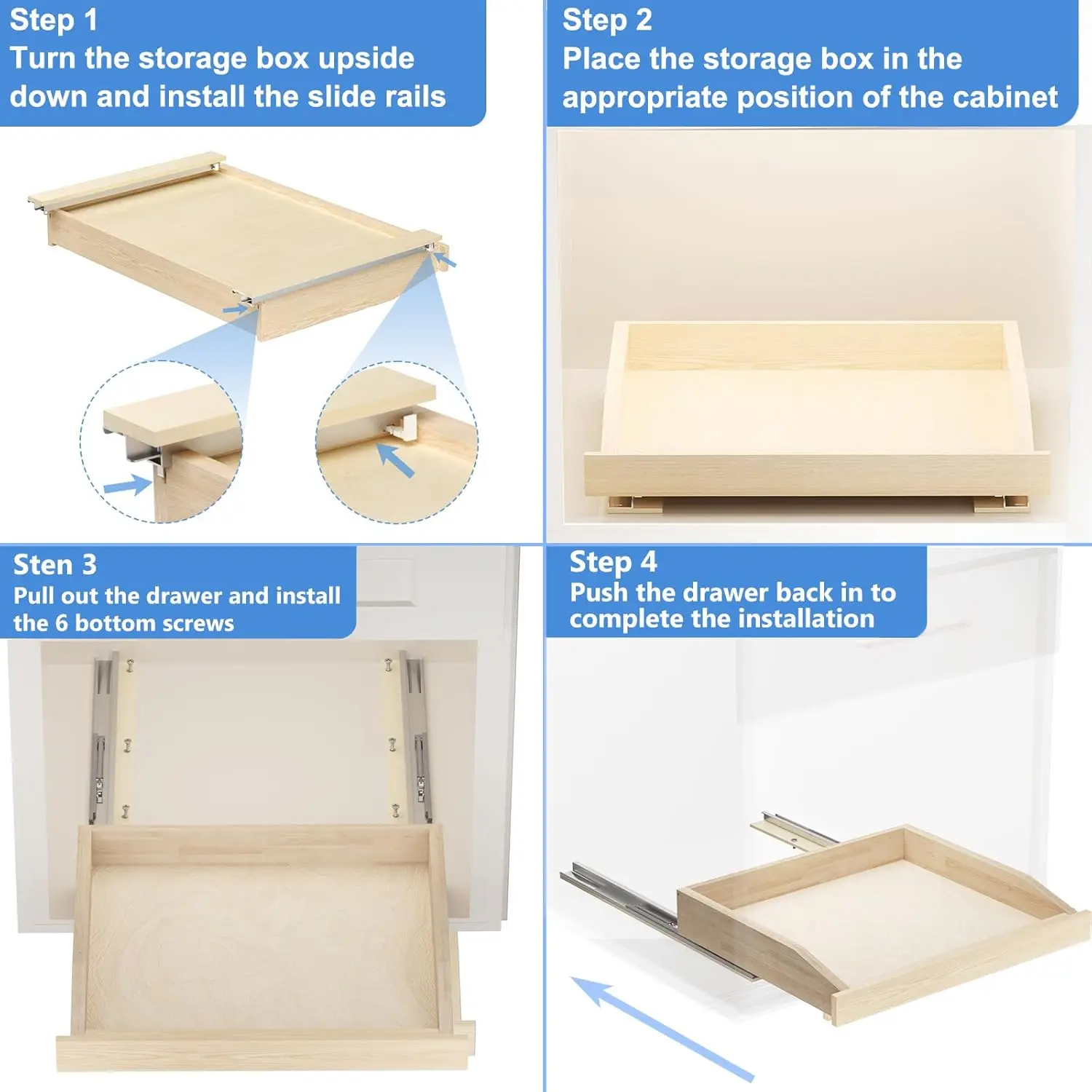 منظم خزانة قابل للسحب 28.5 وات × 21D - أرفف تخزين ذات درج منزلق ناعم ومغلق للمطبخ، وخزانة خشبية، ونعل موفر للمساحة #6