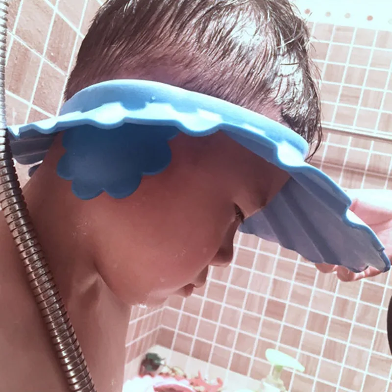 Bonnet de douche réglable pour bébé avec brosse à shampooing en silicone, chapeau imperméable pour enfants, bonnet de douche pour les yeux et les oreilles, brosse de bain