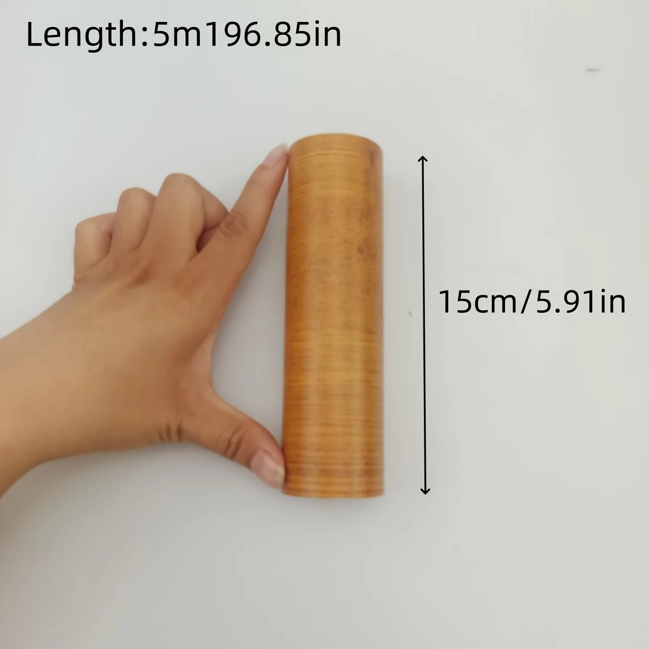 1Pc 5m/196.85in Self-adhesive Wood Grain Door Frame Decorative Stickers Wood Grain Skirting Waistline Home Decor Wall Stickers