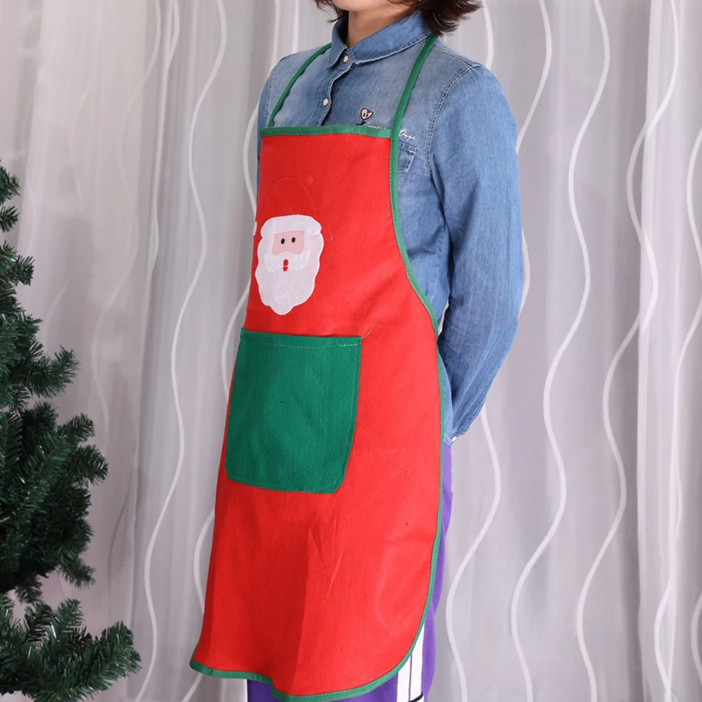 

2Pcs Christmas Santa Apron Sleeveless Half Body Cooking Aprons Adjustable Waist Neck Strap for Home Restaurant Cafe Kitchen