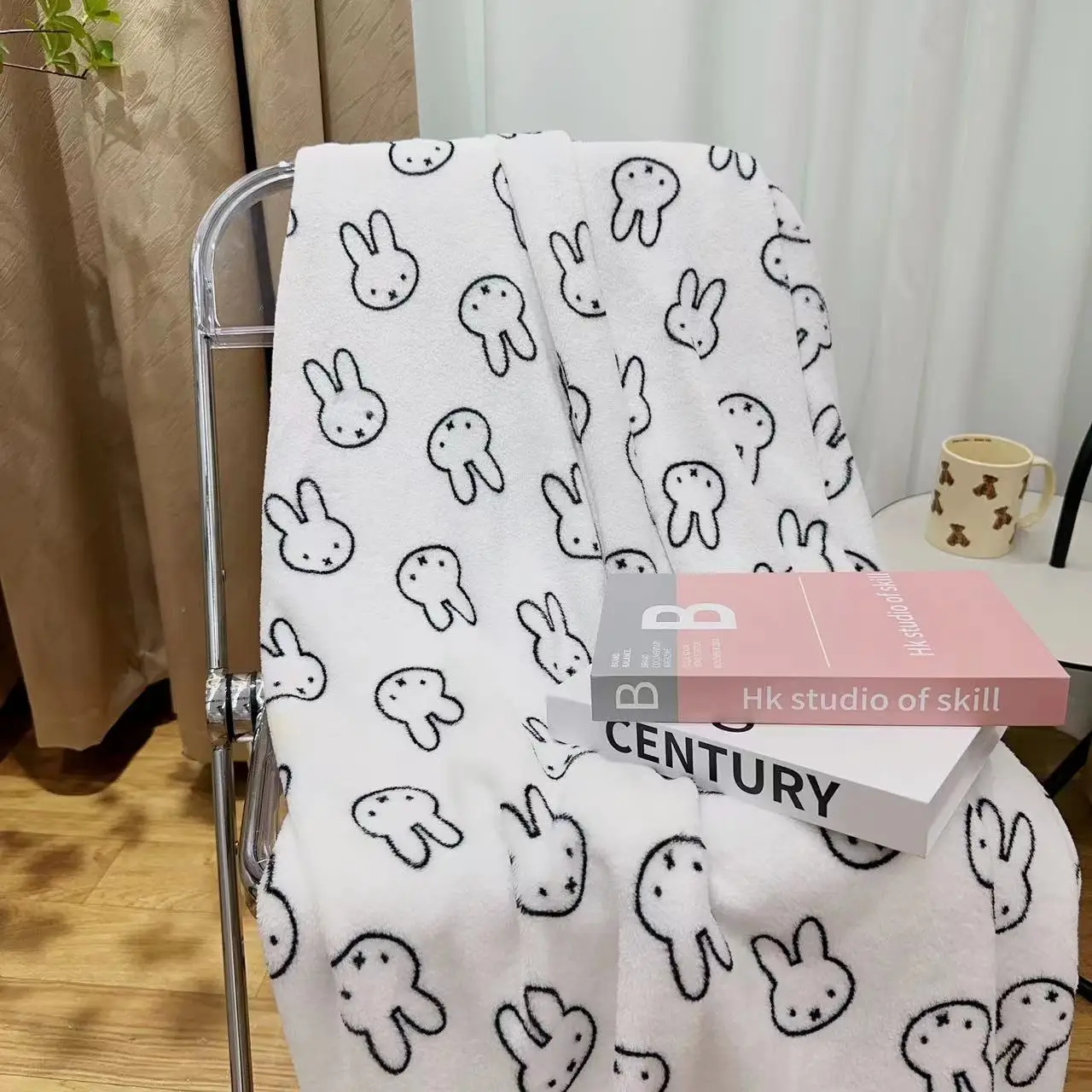 Kawaii Miffy Cute Flannel Soft Warm Blanket Student Office Napping Sheet Baby Quilt Christmas Gift Toy