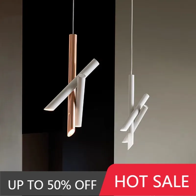 Tubes Pendant Light Creative Personality Designer Pendant Lamp Modern Simple Lamp Rose Gold Study Office Table Restaurant Light