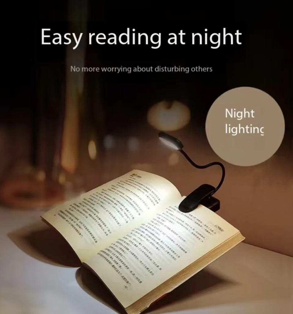 

USB-перезаряжаемая светодиодная лампа для чтения с креплением на книгу, светильник для работы, чтения, студенческого общежития, ночник