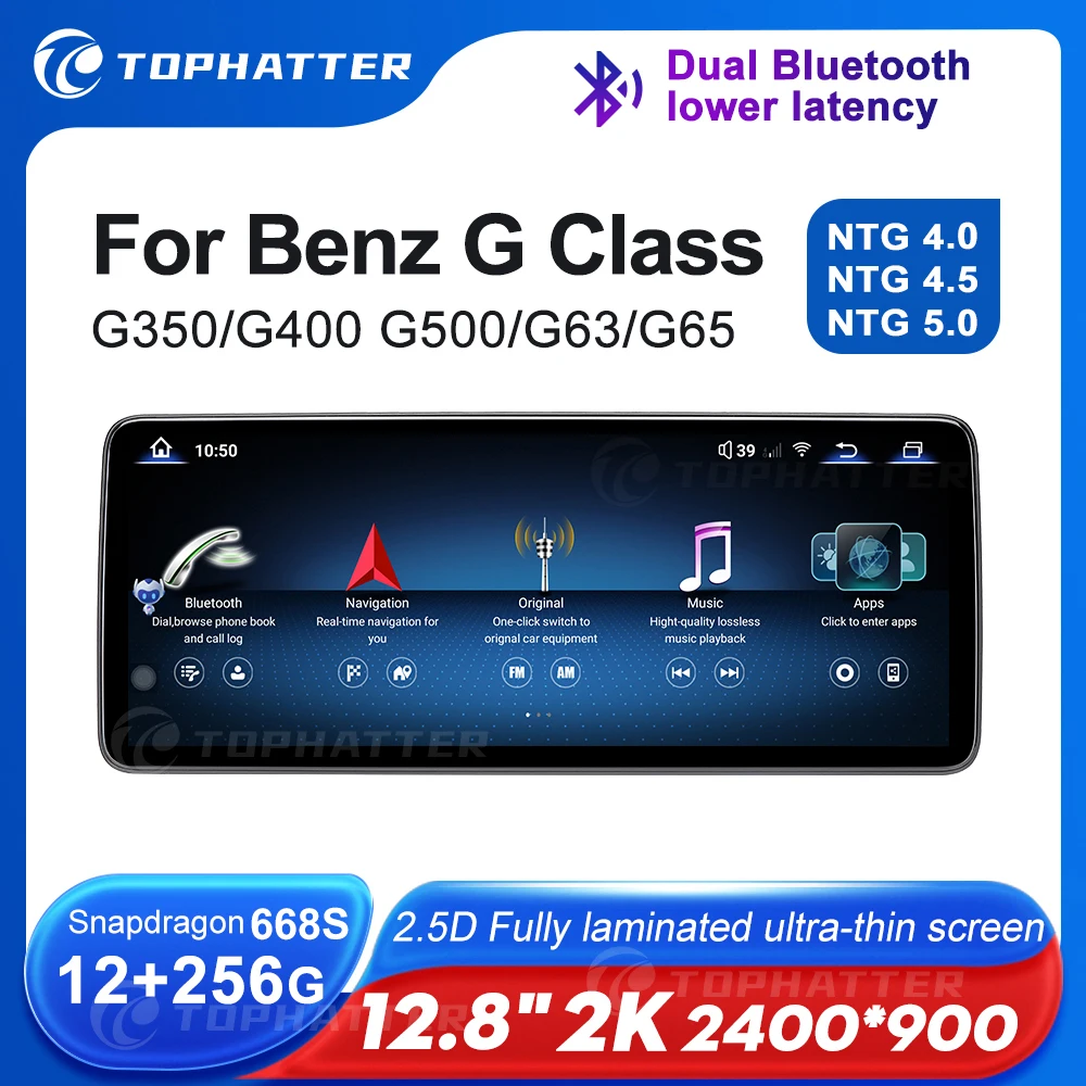 

12.8" 2K Car Radio For Mercedes Benz W461 W463 G G350 G400 G500 G63 G65 CarPlay Android Auto Player Head Unit Screen 360 3D Cam