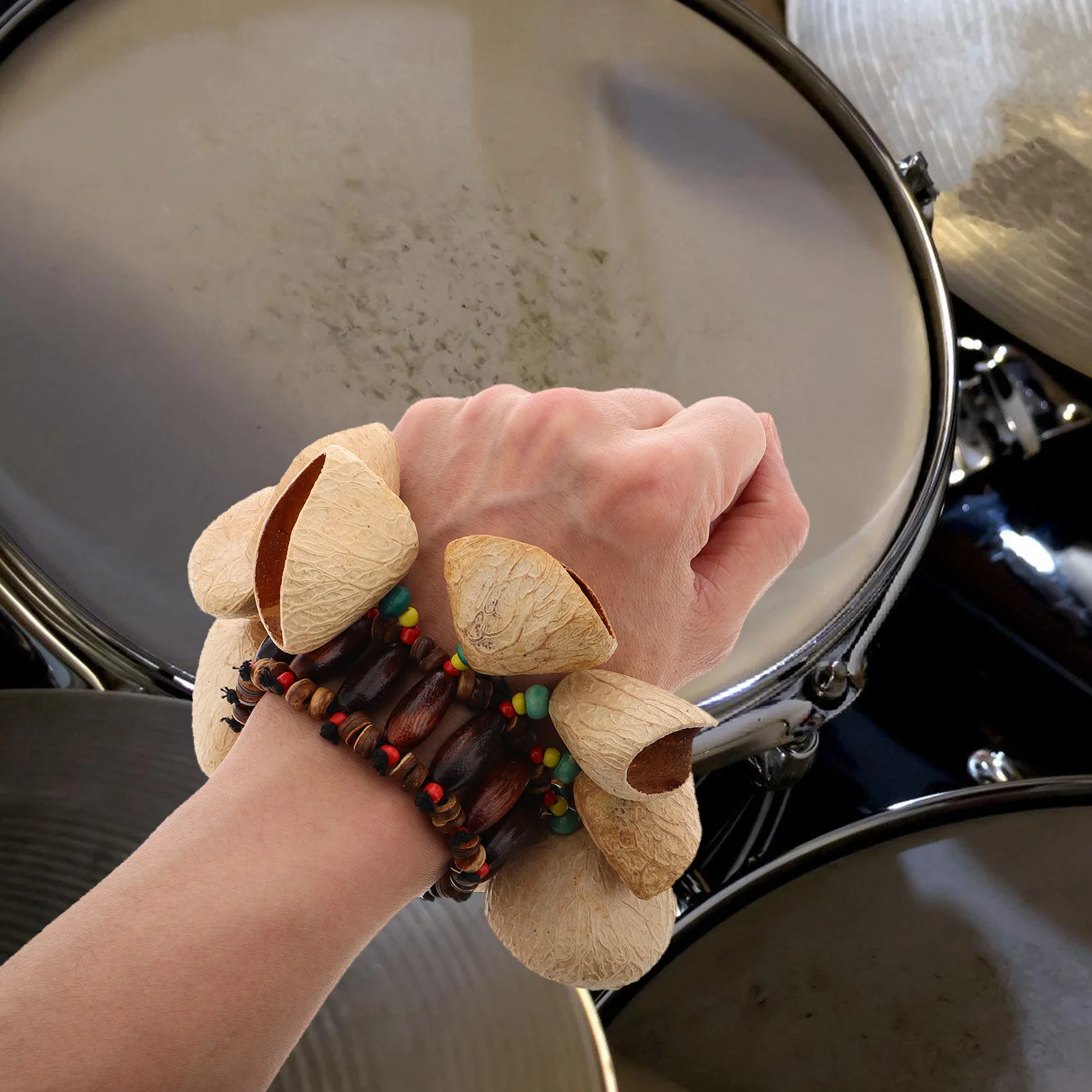 

Fruit Shell Bracelet Shaker Bell African Drum Handbell Percussion Bells Kids Musical Instruments Black Nut Shells Wristband