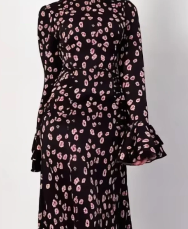 우아한 미디 여성 드레스 신상 플레어 슬리브 프렌치 플로럴 슬림핏 A라인 드레스