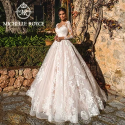 Michelle Royce Luxury Wedding Dresses 2024 Illusion Backless Delicate Long Sleeve Sweetheart Wedding Gown Vestidos De Novia