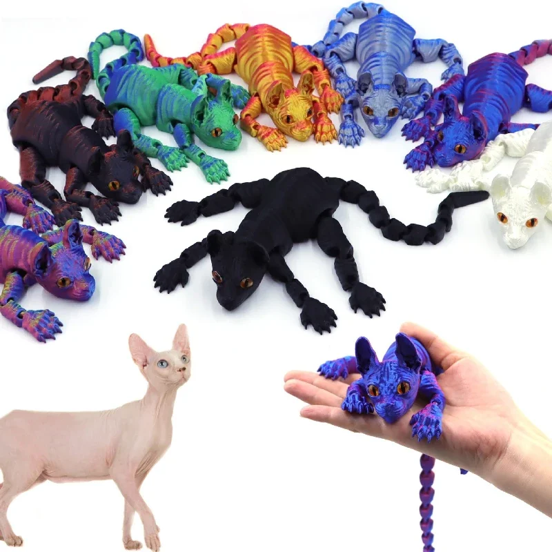 3D печатный сфинкс, кошка, игрушка в виде животных, реалистичная фигурка без волос, шарнирная игрушка-кошка, украшения для рабочего стола, игрушка для снятия стресса