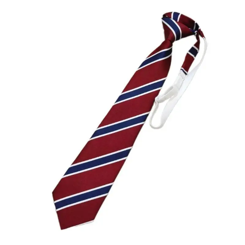 39BD Fashion Striped Necktie for Teen Girl British Banquets Striped Necktie Elegant Uniform Necktie Button Closures