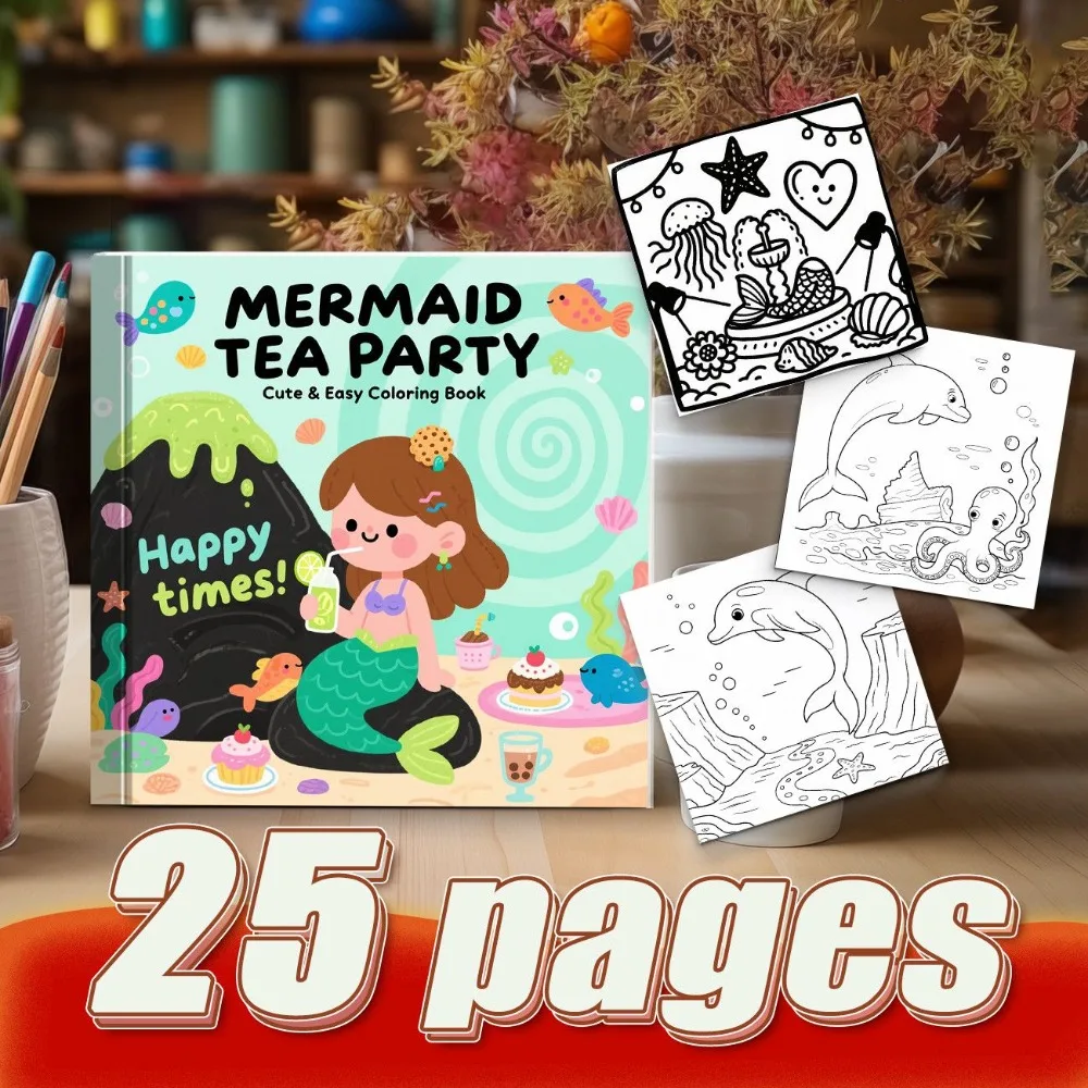 Cute Ocean Mermaid Coloring Book Stress Relief Hand Account DIY Leisure Creation Original Patterns Thickened Anti Bleed Paper