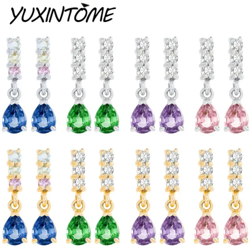 

925 Sterling Silver Ear Needle Exquisite Niche Design Elliptical Zircon Pendant Straight Row Zircon Stud Earrings Jewelry Gift