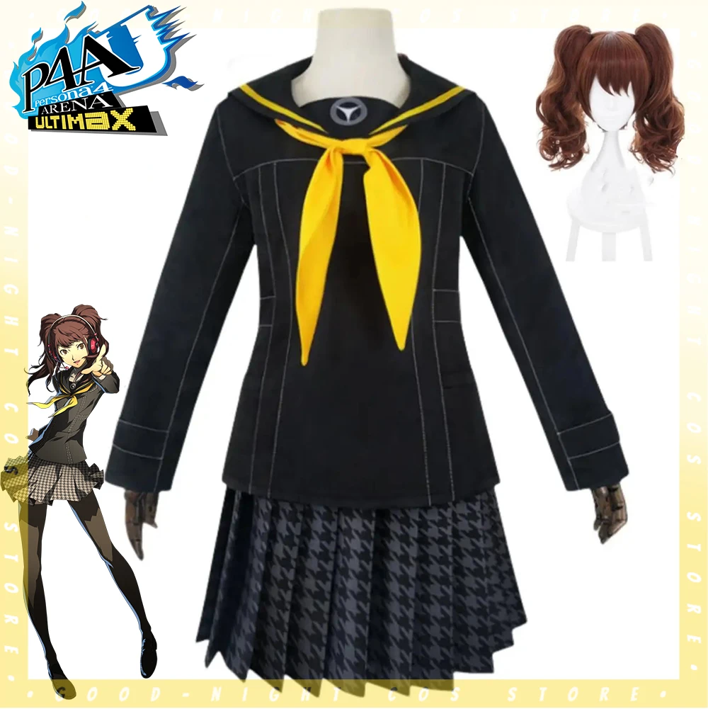 Game anime Persona 4 P4 Kujikawa Rise Cosplay Halloween party Costume+Wig Japanese JK school uniform dress Women sexy Halloween