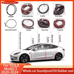 For Tesla Model 3 2020-2024 Door Seal Soundproof Kit  Rubber Weather Draft Seal Strip Wind Noise Kit Front Trunk Cover Strip