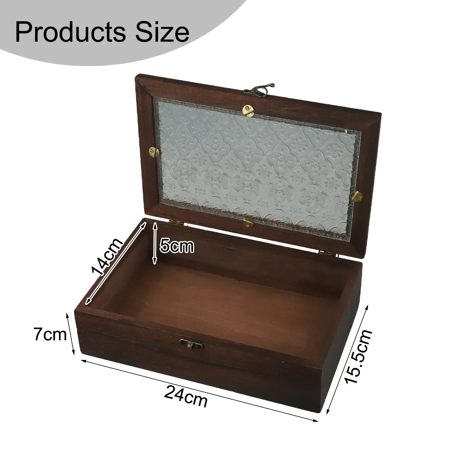 1x Haitang Flower Glass Storage Box Vintage Solid Wood Storage Cabinet Desktop Sort Flip Wooden-BOX Makeup Table Decoration//