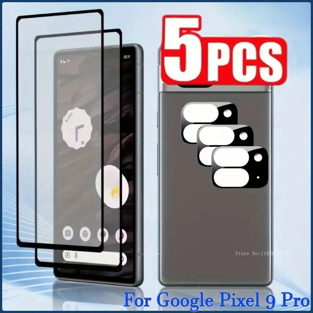 

[2+3]2Pcs 9D Tempered Glass+3Pcs Lens Protective Film for Google Pixel 9 Pro 9/9a Pixel 8a 7a 7/8 Pro 5 6 Pro Protect Phone Film