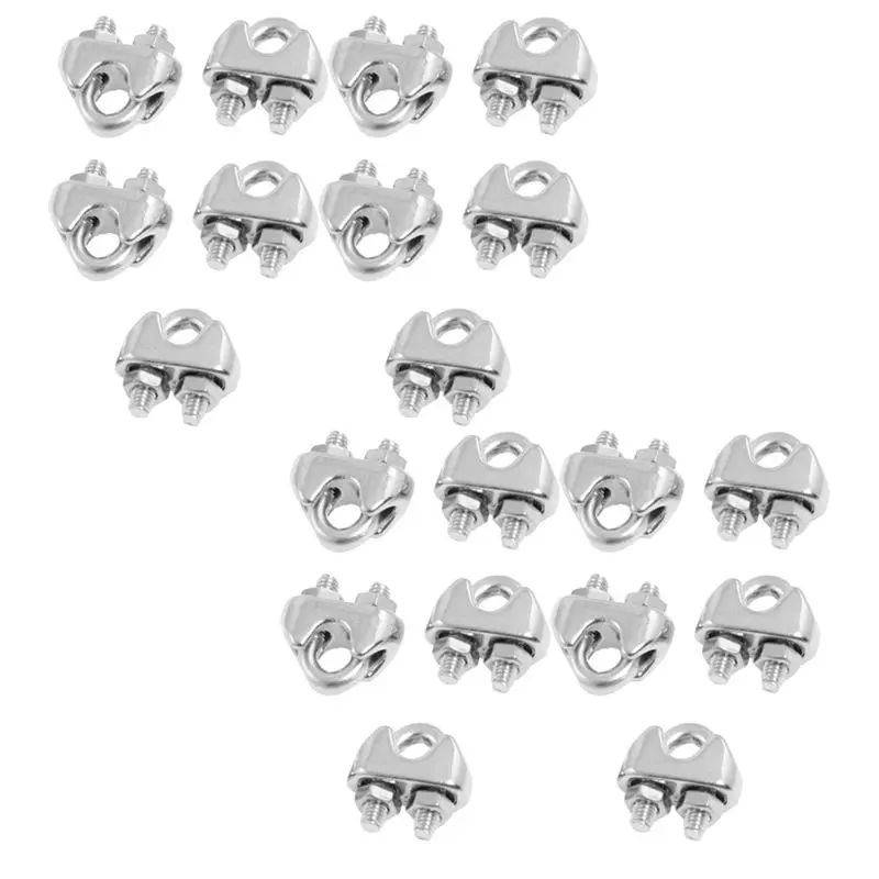 

YLS-50 Pcs 304 Stainless Steel Saddle Clamp Cable Clip For 3/25 Inch 3Mm Wire Rope