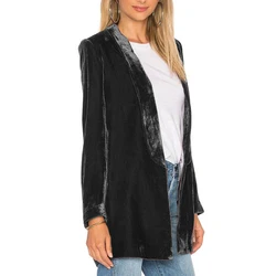 Blazer cappotto da donna appuntamenti Blazer Suit Coat giacca in velluto dorato collo a scialle temperamento pendolare elegante